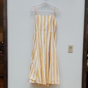 GAP Yellow and White Linen & Cotton Sundress